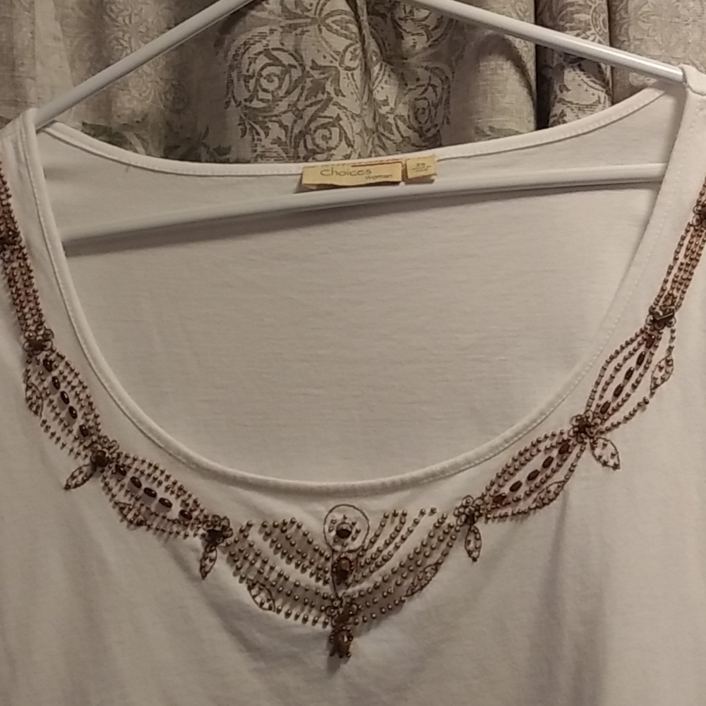 Beaded white T